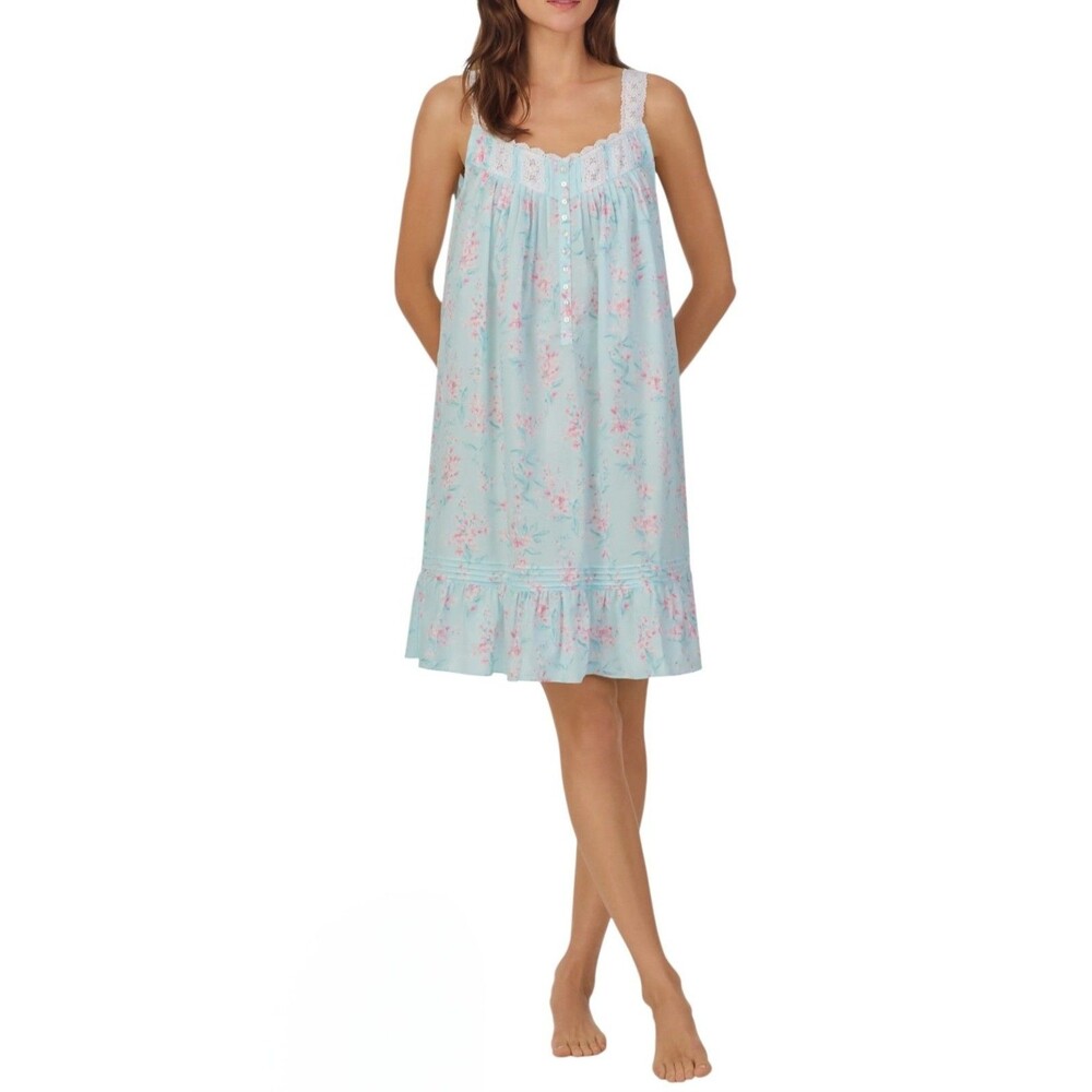Eileen West Cottage Rose Cotton Lawn Sleeveless Sleep Night Gown Sz M - Picture 9 of 11